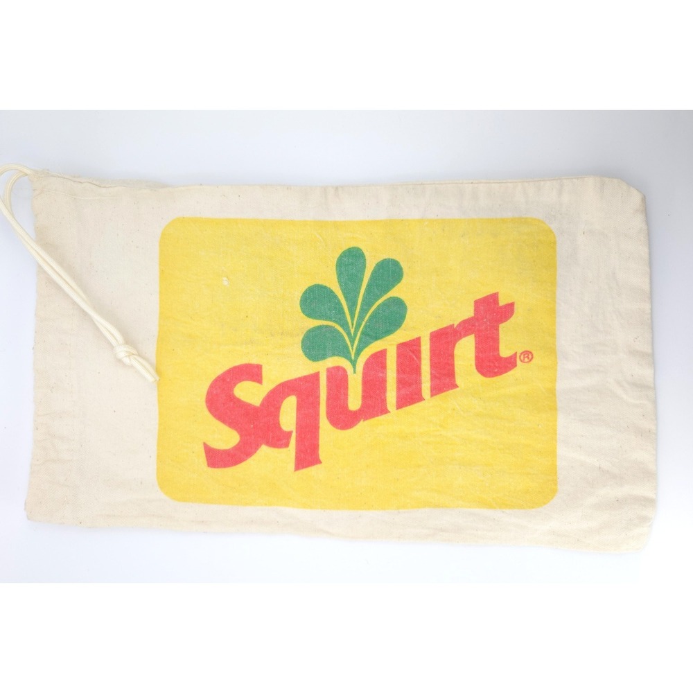 Vintage Squirt/Diet Squirt Canvas Drawstring Tote Retro Logos